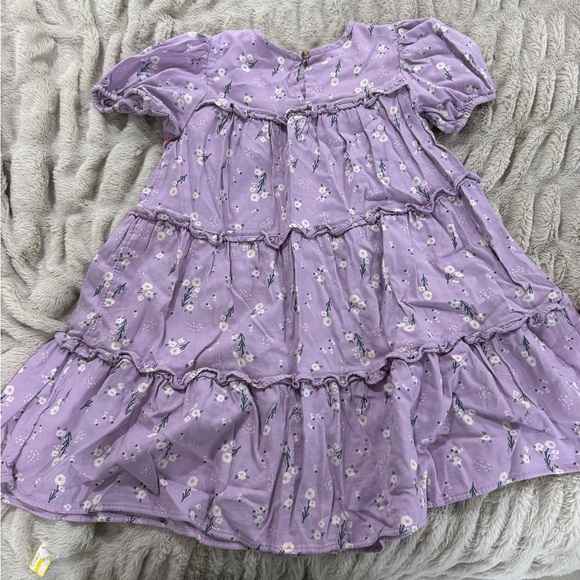 Cat & Jack Girls Purple Floral Tiered Dress (Size M 7/8) - Picture 3 of 3